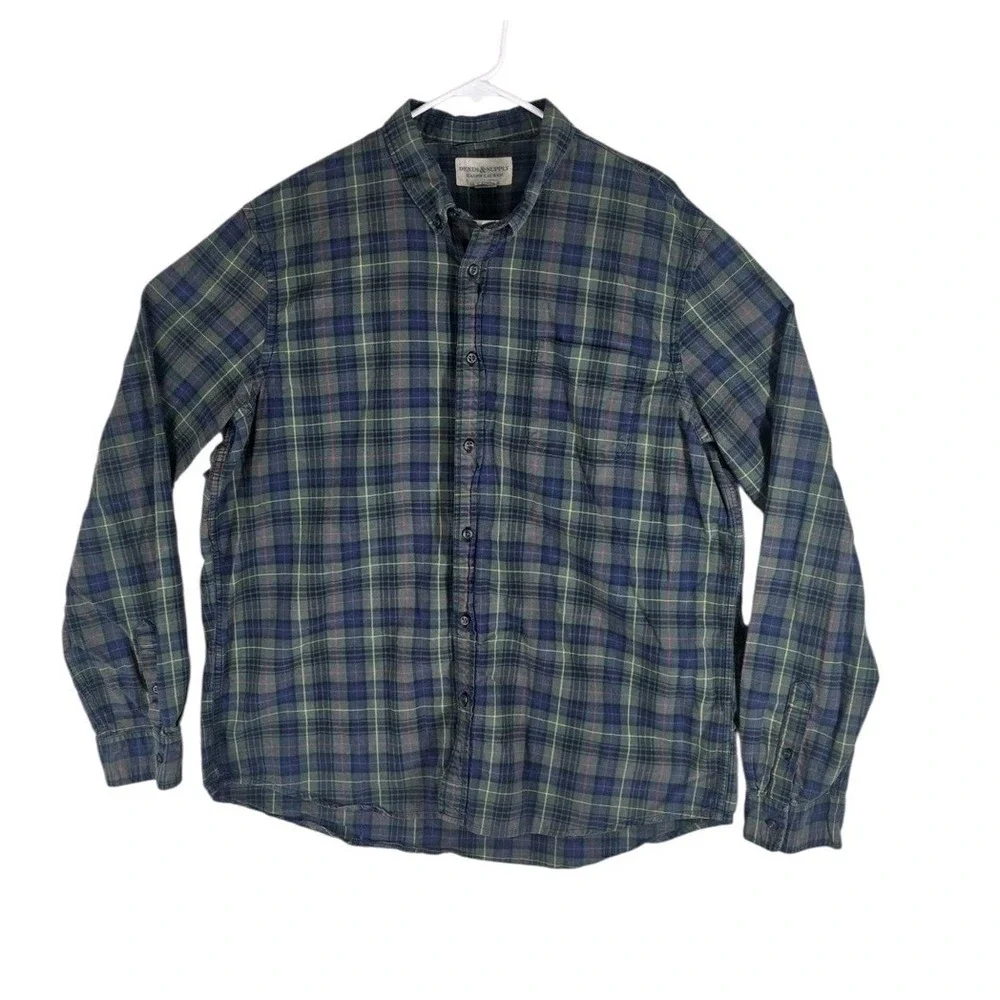 Denim & Supply Ralph Lauren Mens XXL Green Plaid Long Sleeve Button Down Shirt